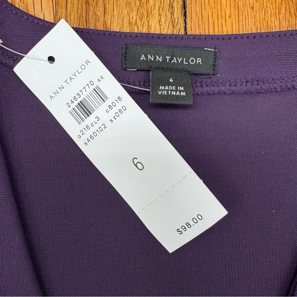 Ann Taylor Long Sleeve V-Neck Wrap Dress Eggplant/Purple Size 6 NWT - Picture 6 of 10